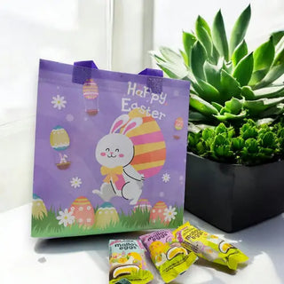 Purple Easterhunt Bag with a bunny and eggs