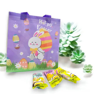 Purple Easterhunt Bag with a bunny and eggs