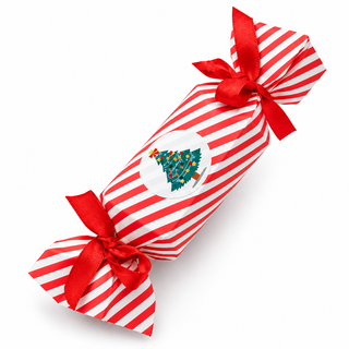 Red and white striped Christmas cracker