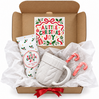 Cable-knit mug and candy cane Christmas hamper