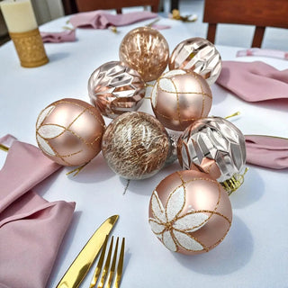 Elegant Rose Gold Christmas Baubles – 8 Piece Festive Tree Décor