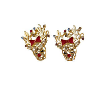 Reindeer Jewel Earrings with a Christmas background