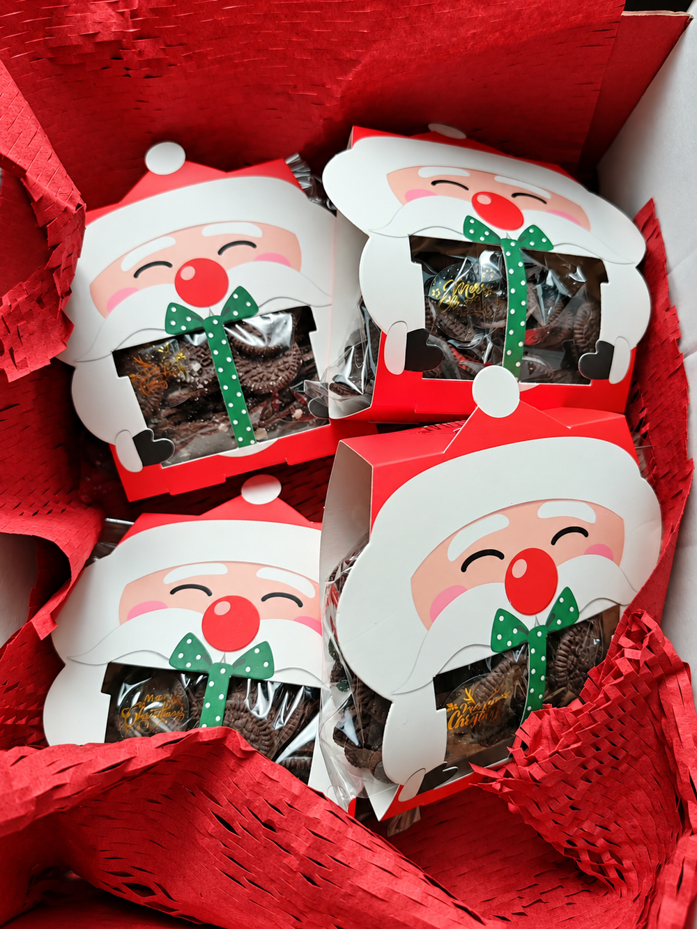 Santa gift box with festive red wrap