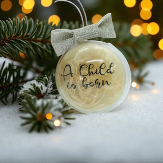 Christmas ornament set with assorted hanging decorations in festive designs on a festive background