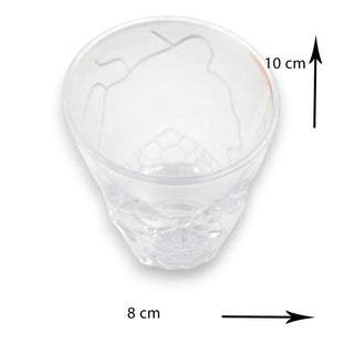 Clear glass with measurements on a white background