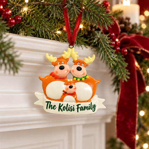 Reindeer-themed Hanging Tree Ornament (Style 3) The Holiday Shop