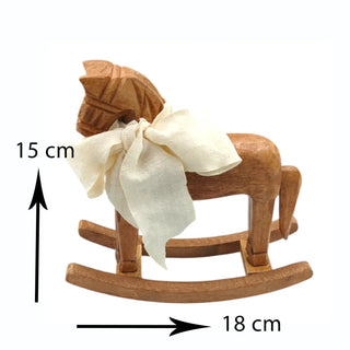 Vintage-Style Wooden Rocking Horse Ornament – Natural Finish