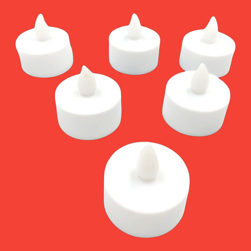 White LED candles on a red background