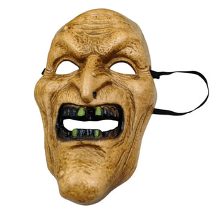 Creepy mask with a brown texture on a white background