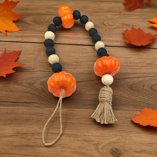Bead Garland – Wood Beads with Pumpkin Accent