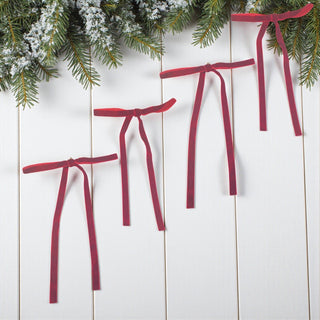 Velvet Ribbon Tail Bows — Deep Burgundy