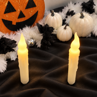 Ivory LED Flickering Taper Candles – Set of 2 The Holiday Shop