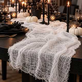 Creepy Cloth Halloween Table Runner – White Gauze