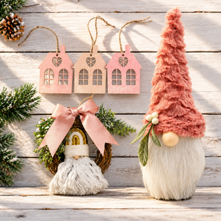 Candyland Combo – Pink Cookie Jar, Santa Wreath & House Ornaments The Holiday Shop