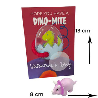 Dinosaur purple with a card that says happy valentines day