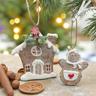 Gingerbread House & Girl Hanging Ornament – Christmas Tree Decoration The Holiday Shop