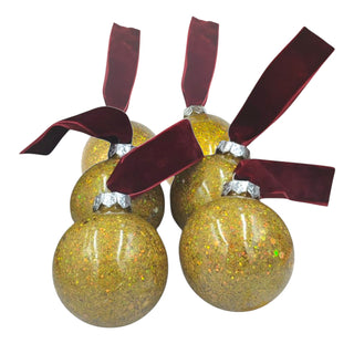 Gold Glitter Bauble — Velvet Loop Accent