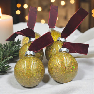 Gold Glitter Bauble — Velvet Loop Accent