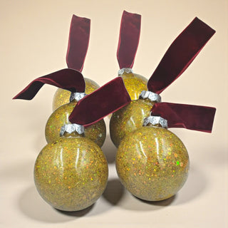 Gold Glitter Bauble — Velvet Loop Accent