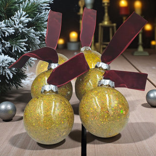 Gold Glitter Bauble — Velvet Loop Accent