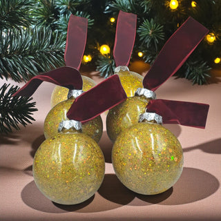 Gold Glitter Bauble — Velvet Loop Accent