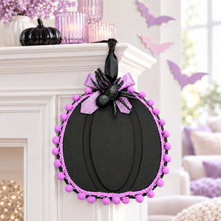 Purple Wooden Halloween Pumpkin Decor