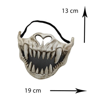 Skateboard mask with measurements on a white background