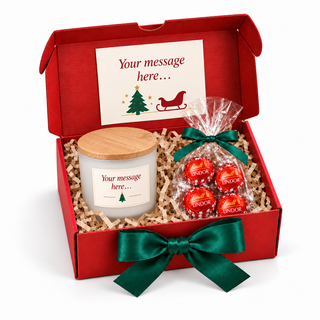 Corporate Christmas Gift Box – Personalised Scented Candle & Lindt Lindor | Branded Client Gift South Africa The Holiday Shop