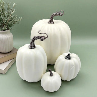 White Pumpkin Set (4pc) – Neutral Halloween Decor The Holiday Shop