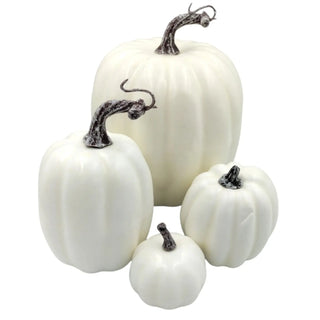White Pumpkin Set (4pc) – Neutral Halloween Decor The Holiday Shop