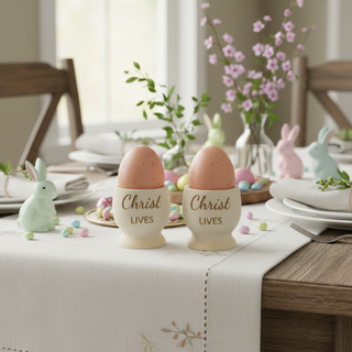 Wooden Egg Cup Engraved  Script – Natural The Holiday Shop